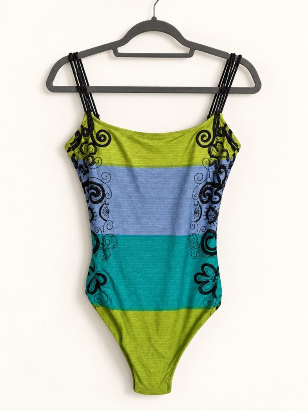 Cyberswim Colorblock Multi-Cord Strap One-Piece Swimsuit Size 10